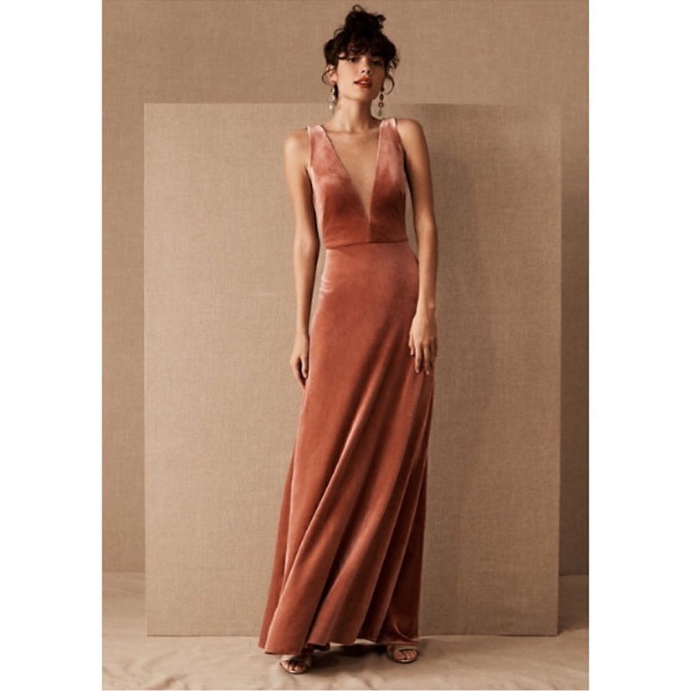 JENNY YOO Logan Velvet Maxi Dress in English Rose